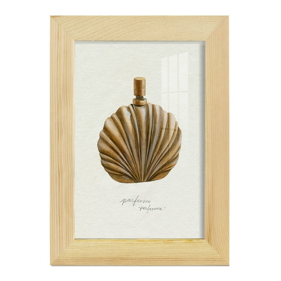 Gilded Toiletries II - Framed Print w/glass - Natural Wood