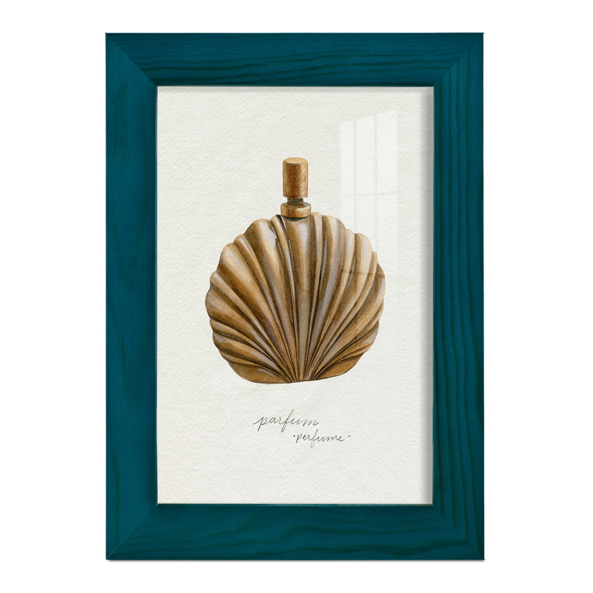 Gilded Toiletries II - Framed Print w/glass - Ocean Blue
