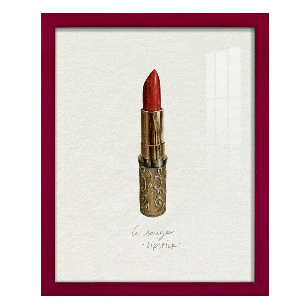 Gilded Toiletries III - Framed Print w/glass - Cherry Red