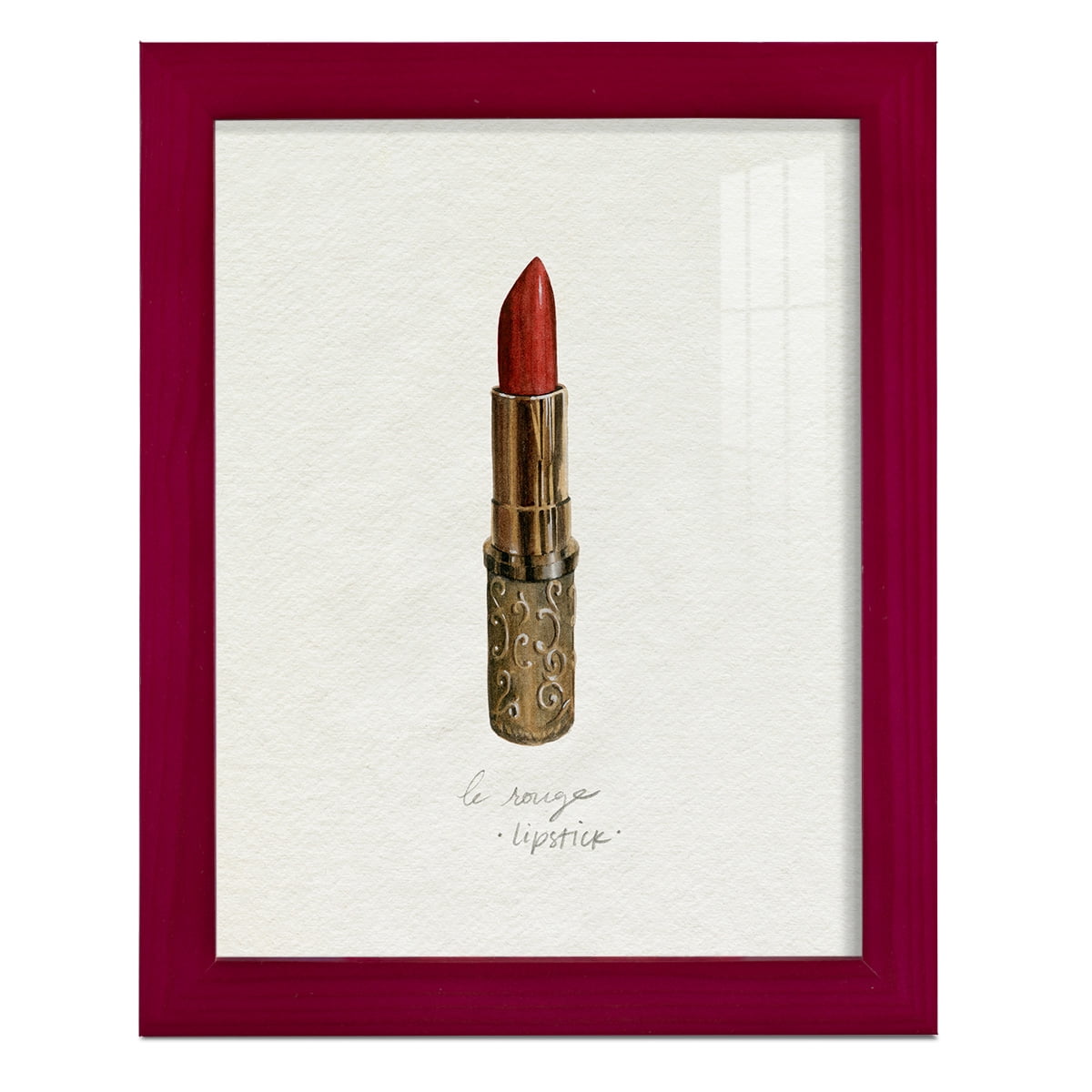 Gilded Toiletries III - Framed Print w/glass - Cherry Red