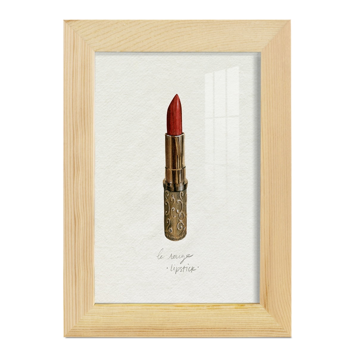 Gilded Toiletries III - Framed Print w/glass - Natural Wood