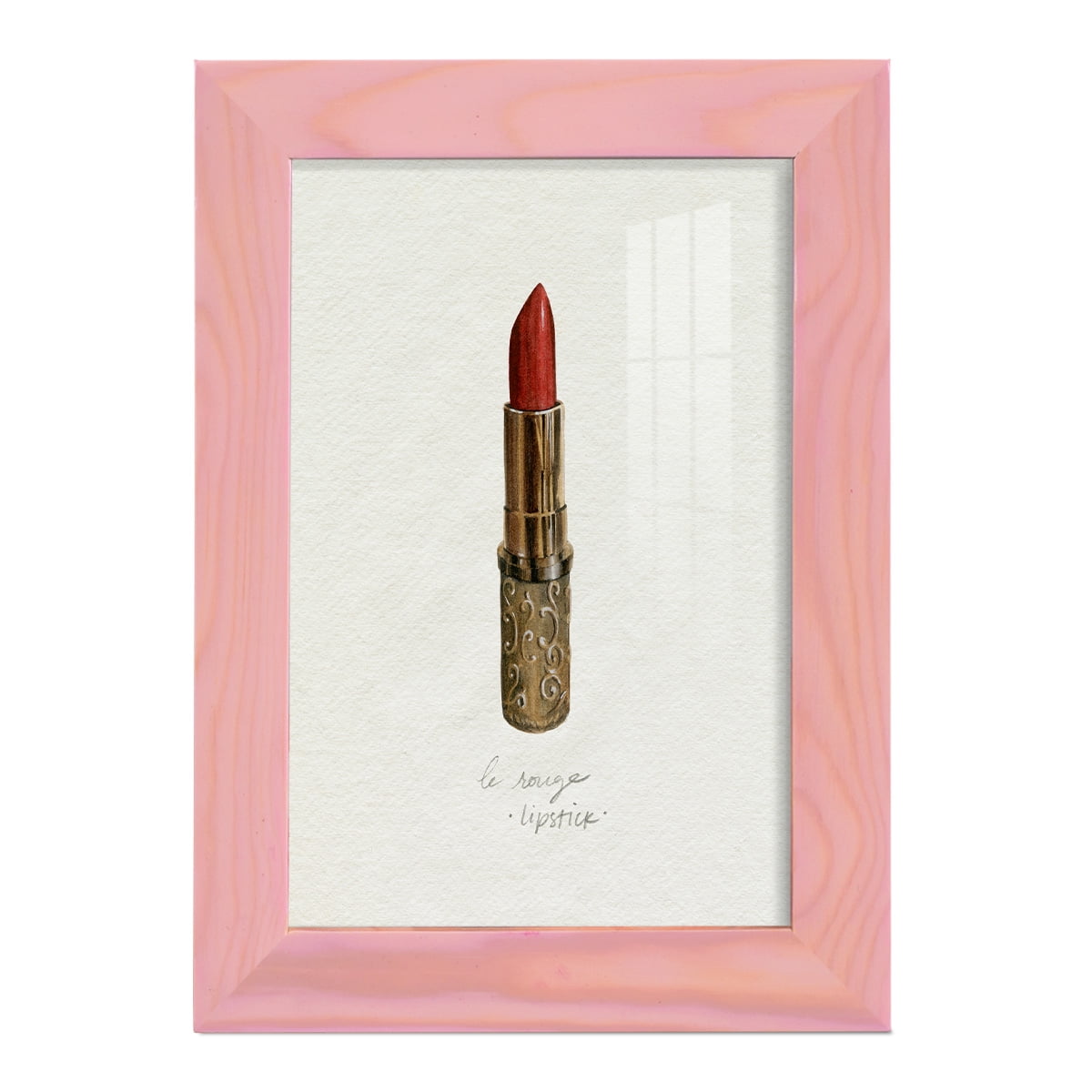 Gilded Toiletries III - Framed Print w/glass - Sunset Pink