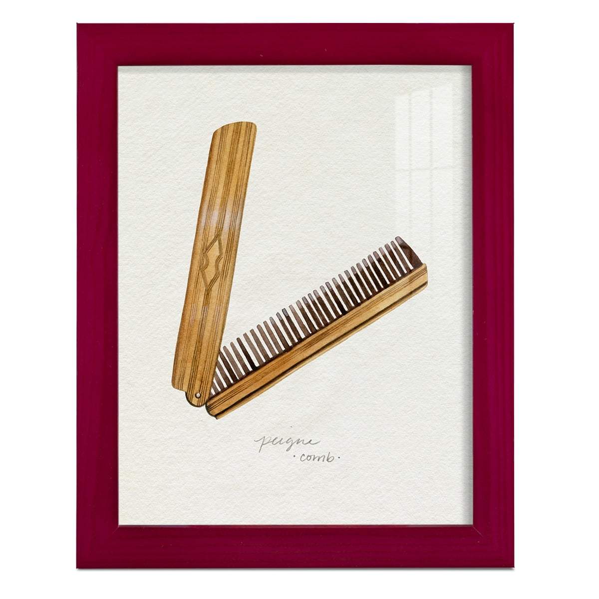 Gilded Toiletries IV - Framed Print w/glass - Cherry Red