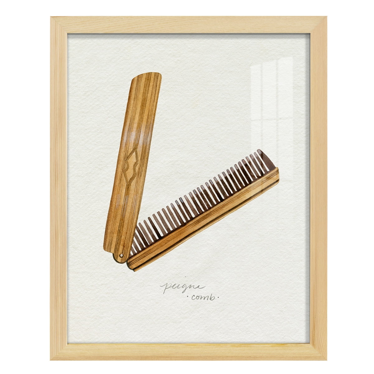 Gilded Toiletries IV - Framed Print w/glass - Natural Wood