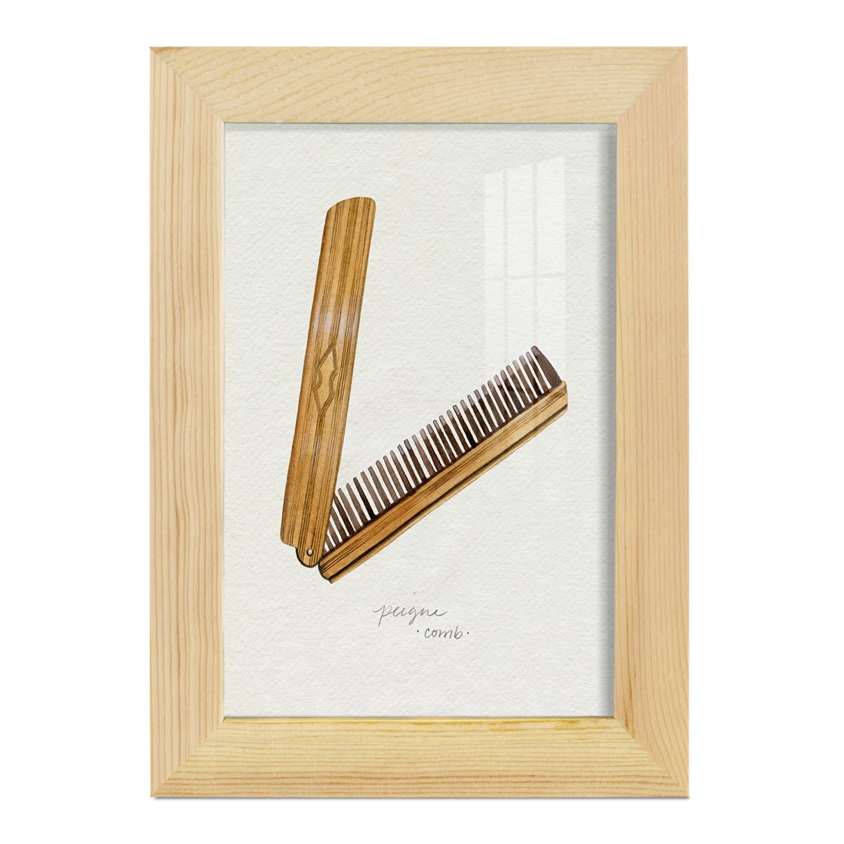 Gilded Toiletries IV - Framed Print w/glass - Natural Wood