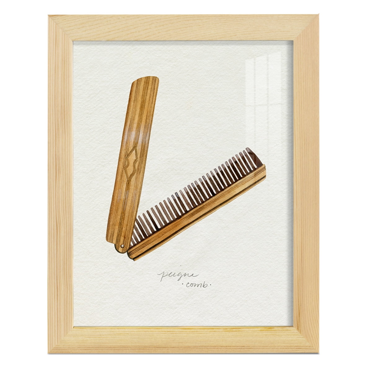 Gilded Toiletries IV - Framed Print w/glass - Natural Wood