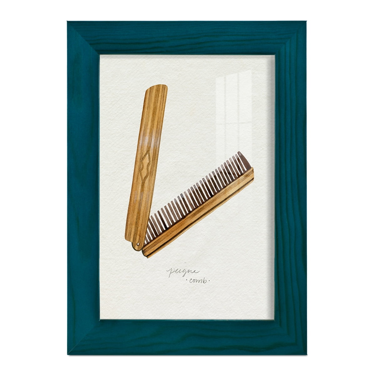 Gilded Toiletries IV - Framed Print w/glass - Ocean Blue