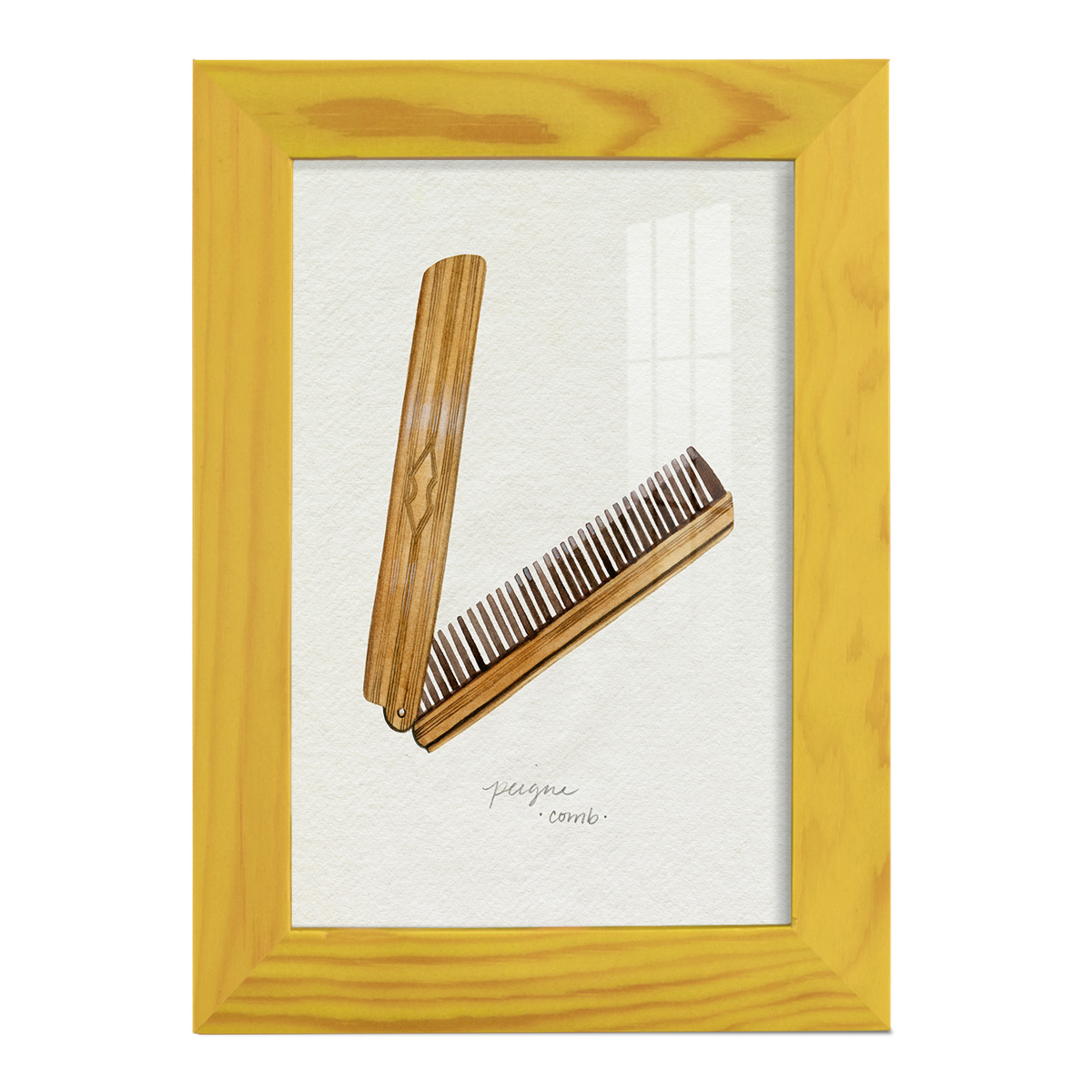 Gilded Toiletries IV - Framed Print w/glass - Sunflower Yellow