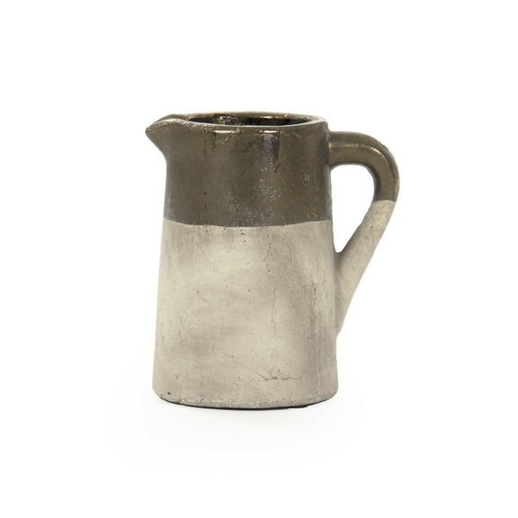Gilded Top Ceramic Jug with Handle -Small
