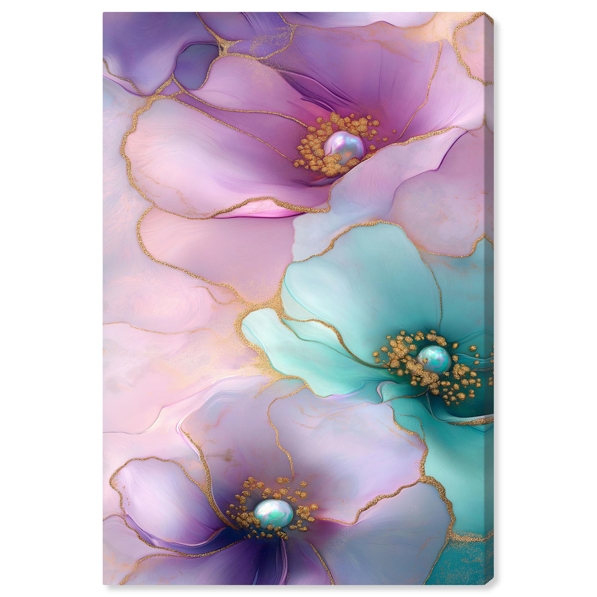 Gilded Whispers 16" x 24" Canvas Abstract Floral Wall Art