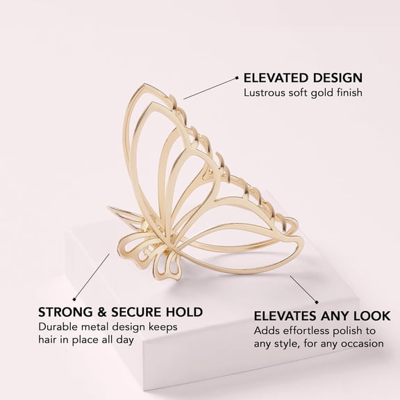 Gilded Wing Clip  Large Chic Gold Metal Hair Clip for Women, Hair Accessory for Styling & Everyday Wear, Clip For Medium,Thick or Curly Hair, Ideal Gift For Women, Perfect for Updos