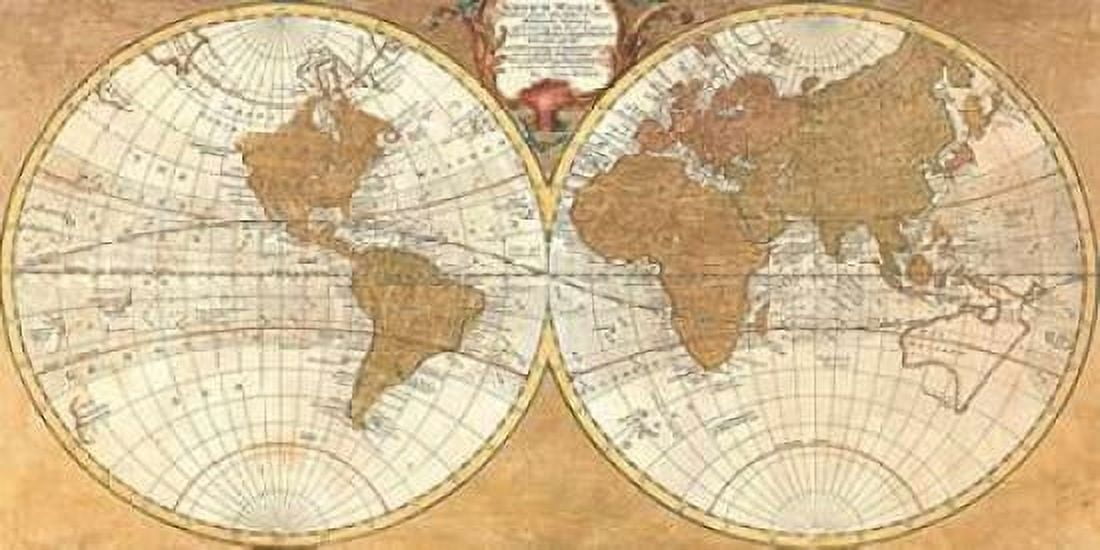 Gilded World Hemispheres I Canvas Art - Joannoo (10 x 20)