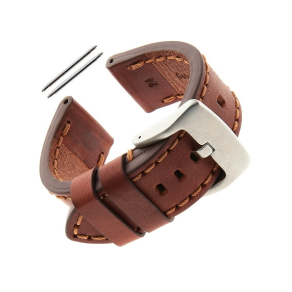 Gilden Gents Thick and Heavy Sport Calfskin 20-26mm Leather Watch Band TS62 (26mm End Width, Mahogany, Stainless Steel Buckle)