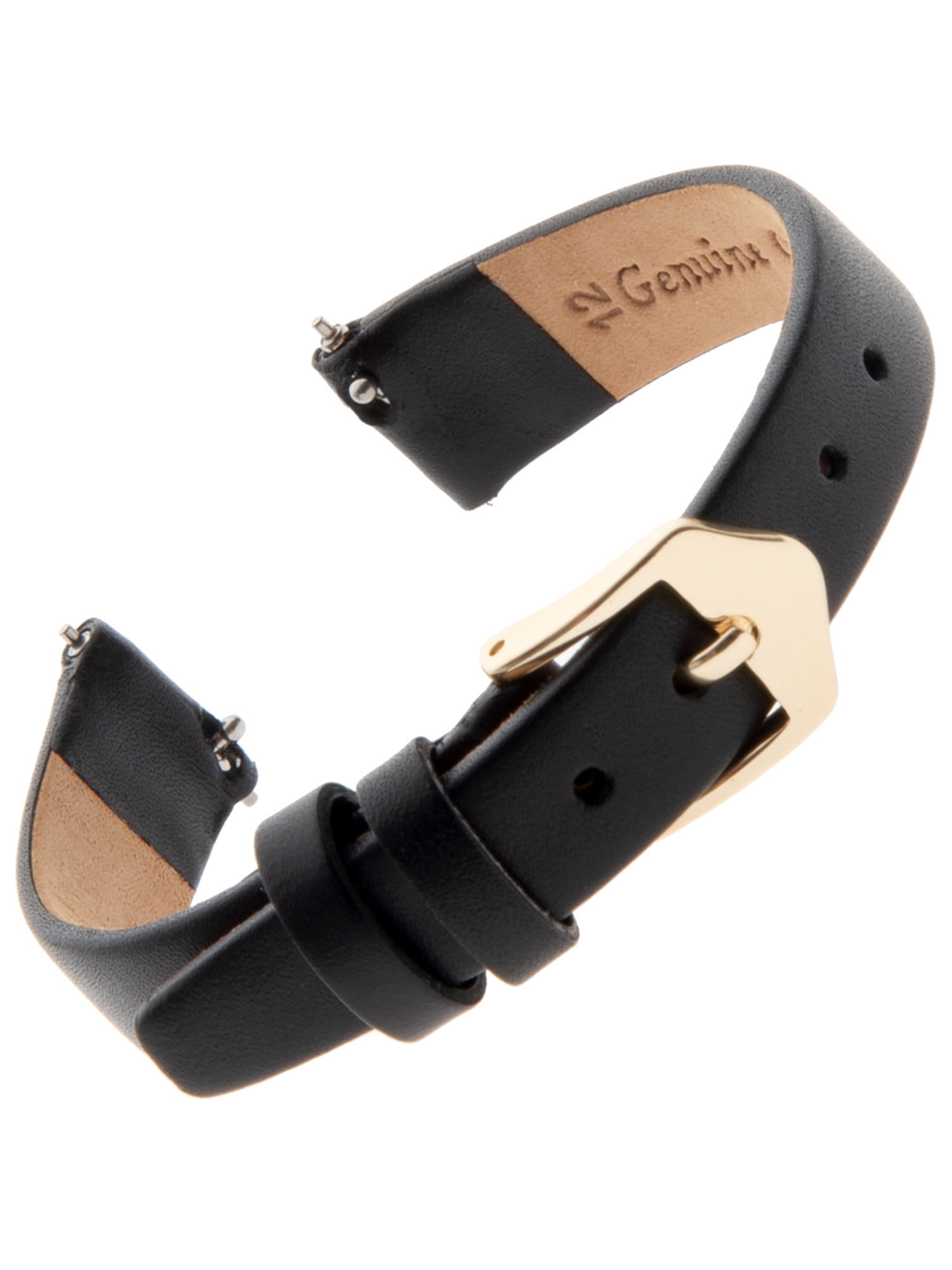 Gilden Ladies Classic Black Leather Watch Strap, Quick 