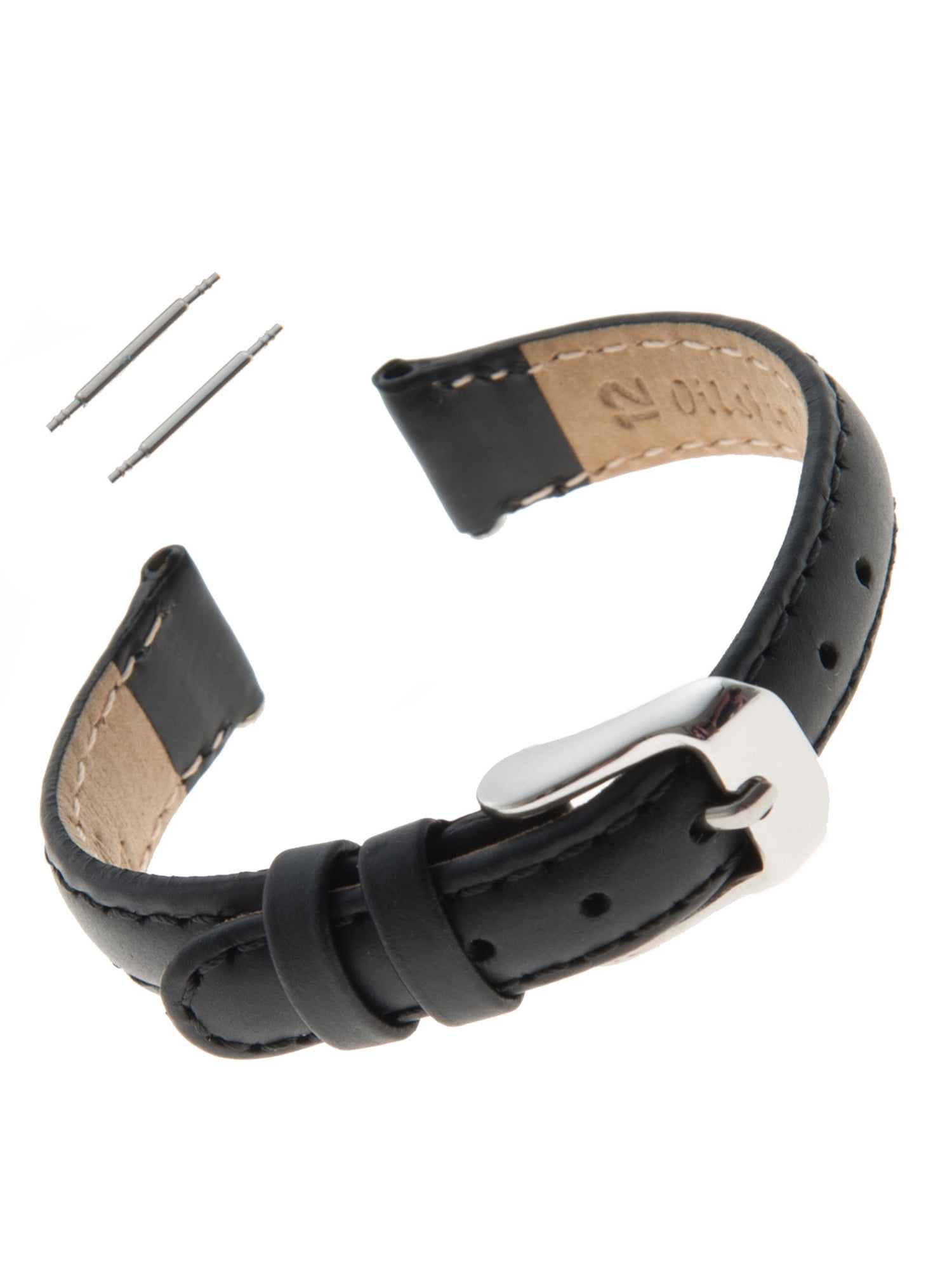 Gilden Ladies Leather Watch Band, Oilskin Finish, 10-14mm, Black