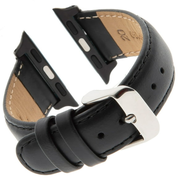 Gilden for Apple 38mm/40mm Water-Resistant Oilskin Black Leather Watch Band MSW63-SMART (Regular Length)