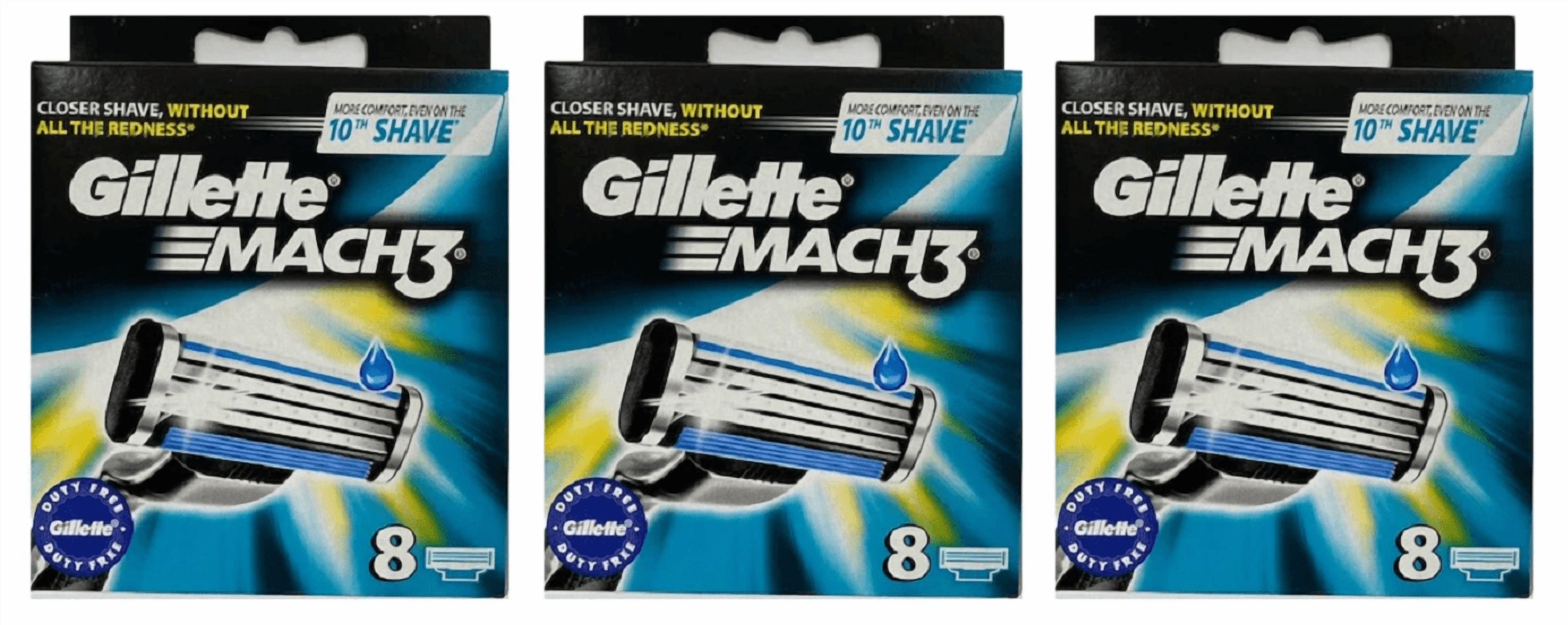 Gilette Mach3 Razors Hyper-Sharp Better Shave Anti-Friction, 8ct, 3-Pack