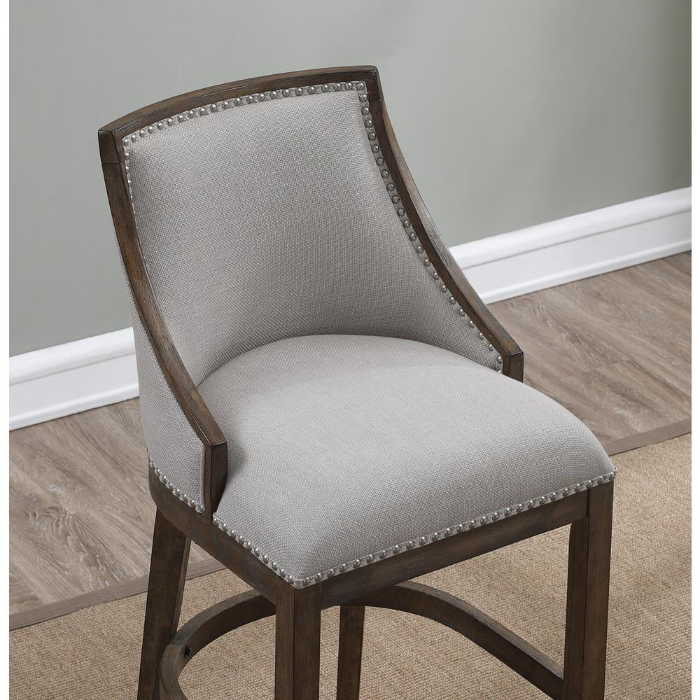 Elegant Saddle Style Driftwood Brown Wood Counter Stool