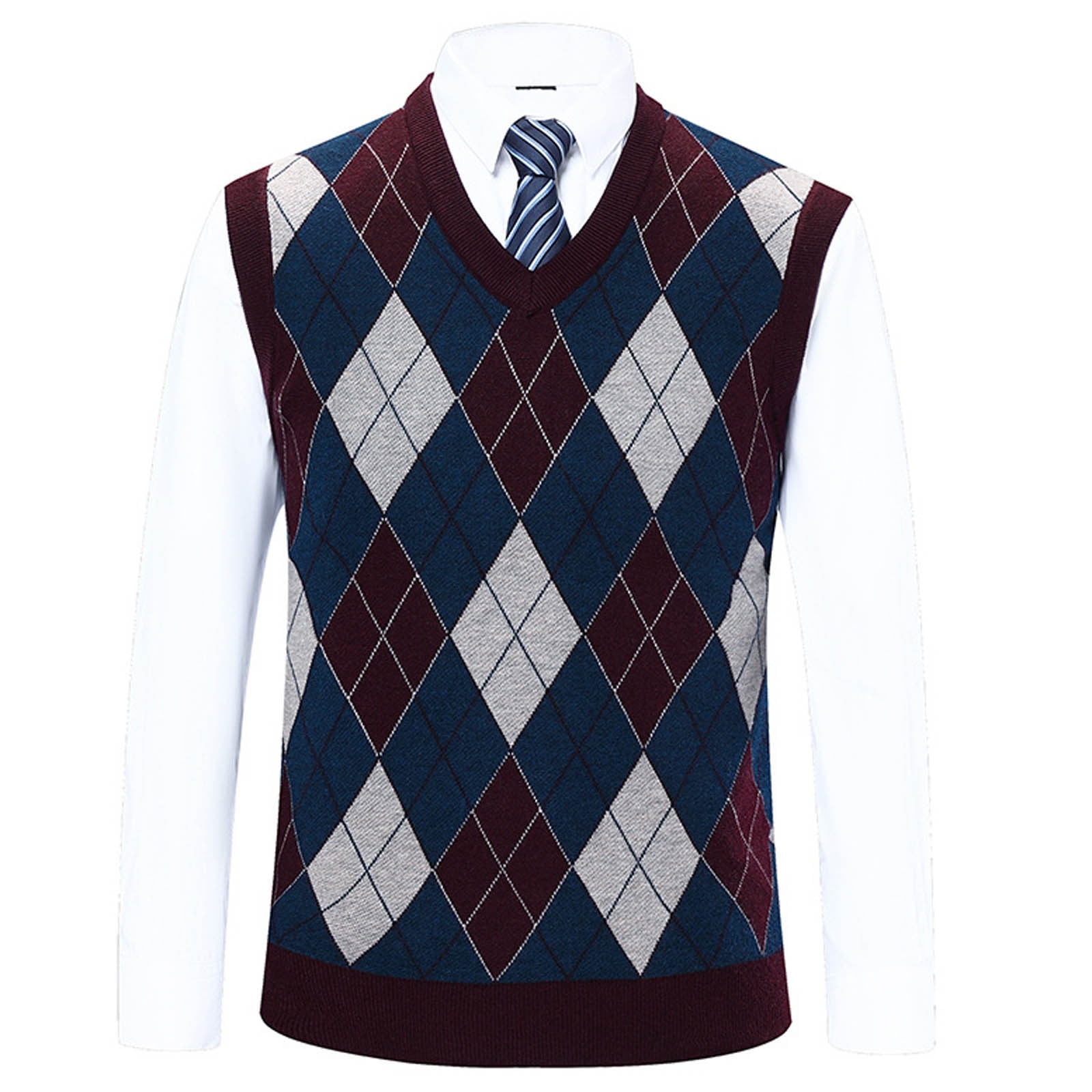 GiliGiliso Men Casual Sweater Vest Uniform Pullover Cotton Knit V-Neck ...