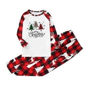 GiliGiliso Parent-Child Warm Christmas Set Printed Home Wear Pajamas Two-Piece Kid Set