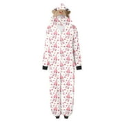 GiliGiliso Parent-child Christmas Set Printed Home Wear Hoodid Pajamas Moms Jumpsuit