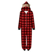 GiliGiliso Parent-child Christmas Set Printed Home Wear Hoodid Pajamas Moms Jumpsuit