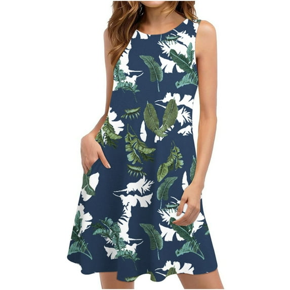 GiliGiliso Summer Dresses For Women Beach Floral Tshirt Sundress Casual Pockets Boho Tank Dress