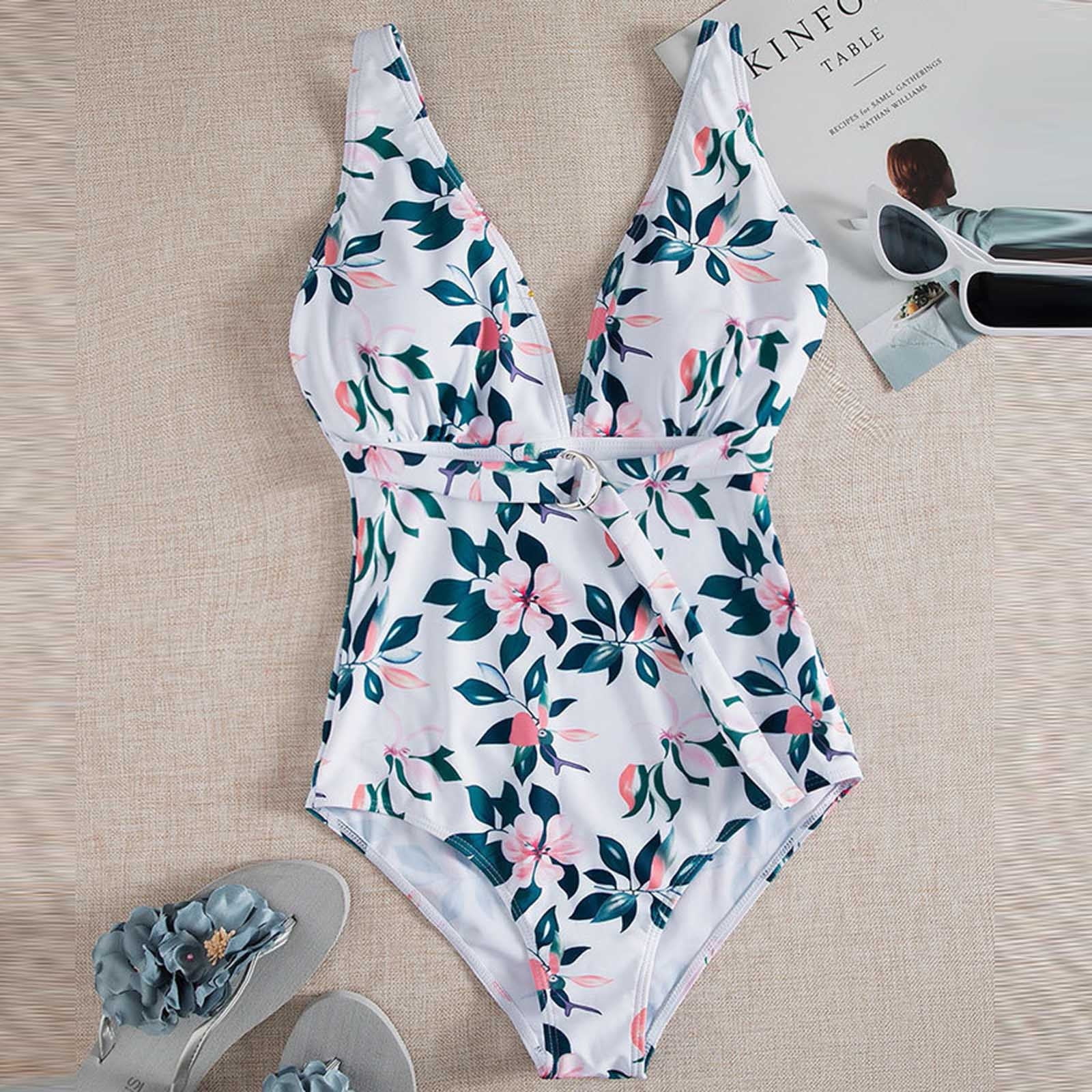 Giligiliso Clearance one Piece Swimsuits for Women,Printed VNeck Tight