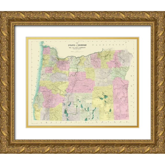 Gill 24x20 Gold Ornate Wood Framed with Double Matting Museum Art Print Titled - Oregon - Gill 1911