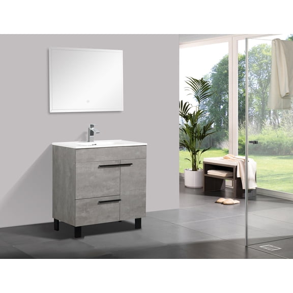 Gill Cement Gray Vanity With A Porcelain Sink