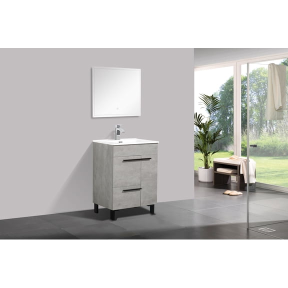 Gill Cement Gray Vanity With A Porcelain Sink