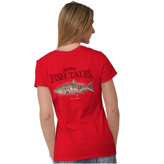 Gill McFinn Chum Salmon Fish Fishing Womens Fitted Plus Size Graphic Tee Brisco Brands 2X