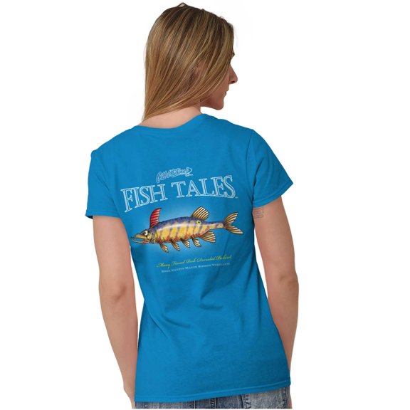 Gill McFinn Fishing Pickerel Fisher Womens Slim Fit Graphic Tee Brisco Brands X