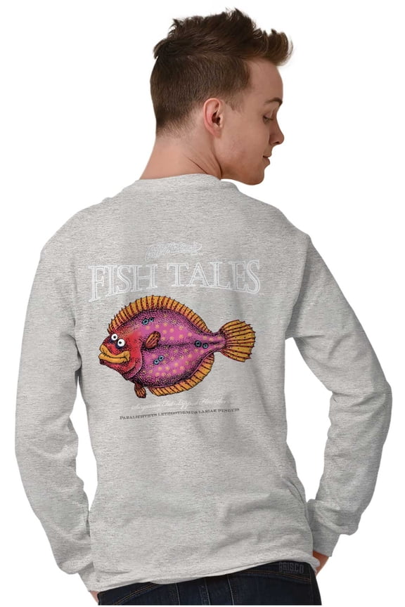 Gill McFinn Funny Flounder Fishing Plus Size Long Sleeve Graphic Tee Shirt Brisco Brands 3X