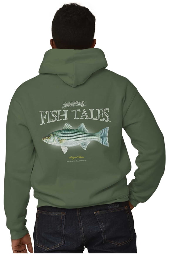 Gill McFinn Striped Bass Fisherman Unisex Plus Fleece Graphic Hoodie Brisco Brands 2X