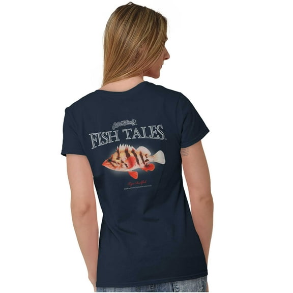 Gill McFinn Tiger Rockfish Fishing Womens Fitted Plus Size Graphic Tee Brisco Brands 2X