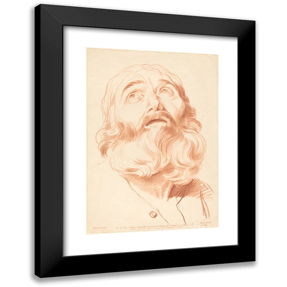 Gilles Demarteau the Elder 11x14 Black Modern Framed Museum Art Print Titled - Head of a Man