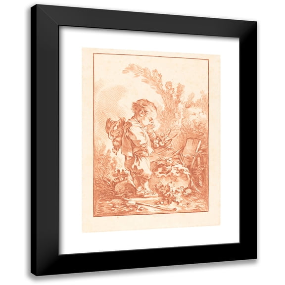Gilles Demarteau the Elder 11x14 Black Modern Framed Museum Art Print Titled - Le Marauder (The Thief) (C. 1769)