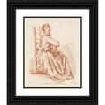 thumbnail image 1 of Gilles Demarteau the Elder 12x14 Black Ornate Wood Framed Double Matted Museum Art Print Titled: Woman Playing the Guitar (1764), 1 of 5