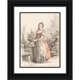 thumbnail image 1 of Gilles Demarteau the Elder 14x18 Black Ornate Wood Framed Double Matted Museum Art Print Titled - A Young Woman Standing in a Park (C. 1770), 1 of 5