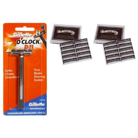 Gillette 7 O'Clock PII Trac II Razor + Colonel Ichabod Conk Trac II Blade Cartridges 10 ct. (Pack of 2)