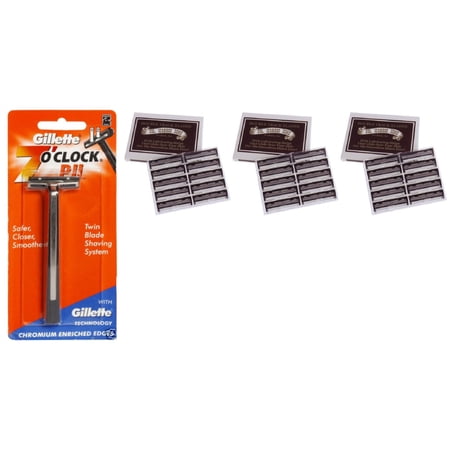 Gillette 7 O'Clock PII Trac II Razor + Colonel Ichabod Conk Trac II Blade Cartridges 10 ct. (Pack of 3)