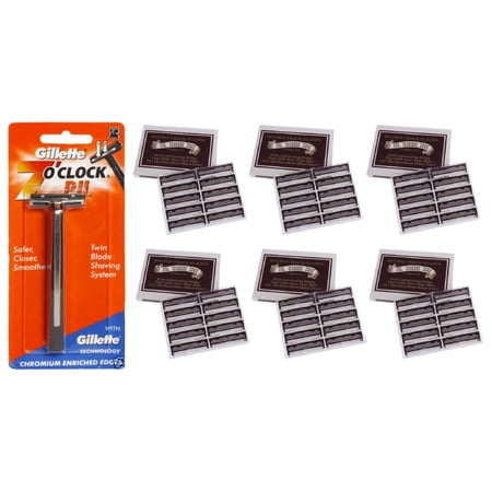 Gillette 7 O'Clock PII Trac II Razor + Colonel Ichabod Conk Trac II Blade Cartridges 10 ct. (Pack of 6)