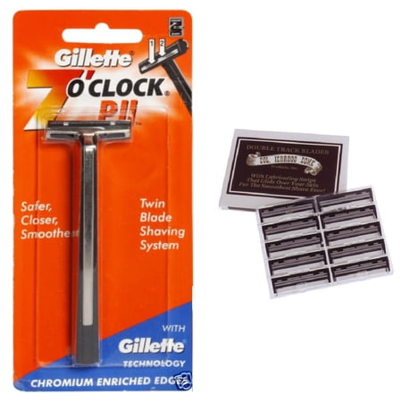 Gillette 7 O'Clock PII Trac II Razor + Colonel Ichabod Conk Trac II Blade Cartridges 10 ct. + Schick Slim Twin ST for Dry Skin