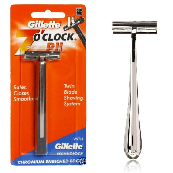 Gillette 7 O'Clock PII Trac II Razor + Trac II Chrome Handle + Schick Slim Twin ST for Sensitive Skin