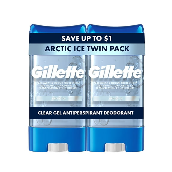 Gillette Antiperspirant Deodorant for Men, Clear Gel, Arctic Ice, Twin Pack, 3.8 oz
