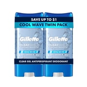 Gillette Antiperspirant Deodorant for Men, Clear Gel, Cool Wave, Twin Pack, 3.8oz