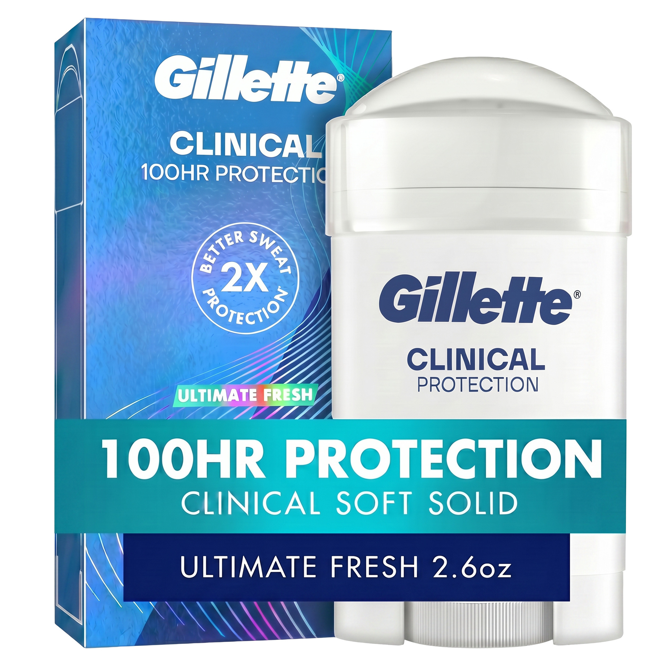 Gillette Clinical Antiperspirant Deodorant for Men, Soft Solid Ultimate Fresh, 2.6 oz