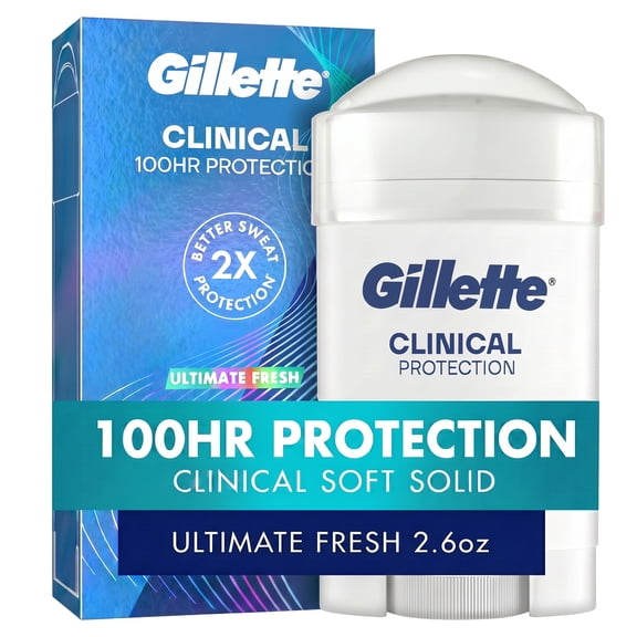 Gillette Clinical Antiperspirant Deodorant for Men, Soft Solid Ultimate Fresh, 2.6 oz
