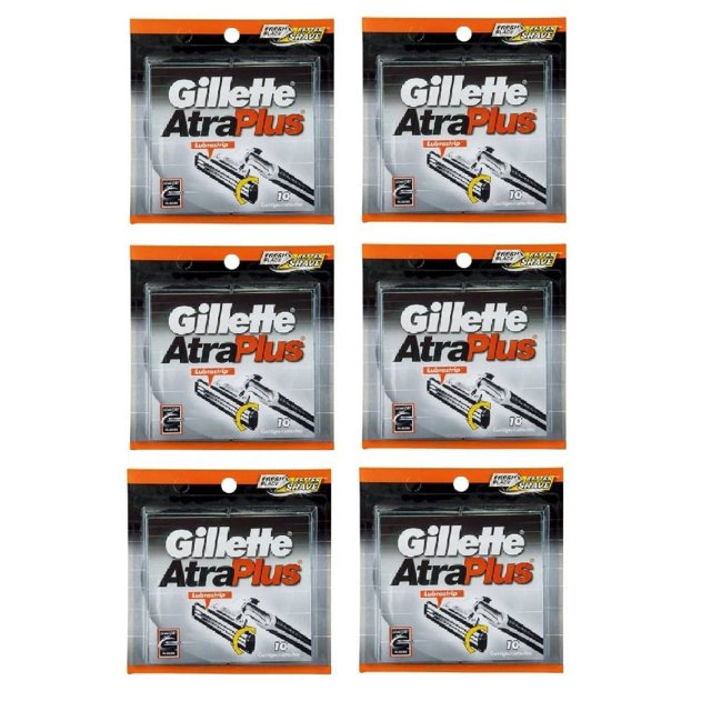 Gillette Atra Plus Refill Razor Blades 10 ct. (Pack of 6)